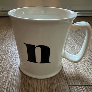 World Market off White Mug with Black Letter “n”